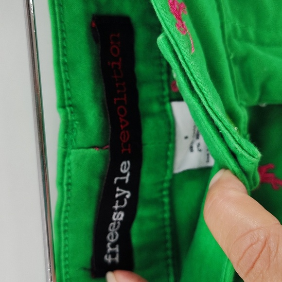 Freestyle Revolution shorts Flamingos size 5 Green Pink Midrise Stretch - Picture 4 of 7